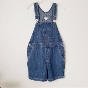 Size small vintage overalls with cat embroidery